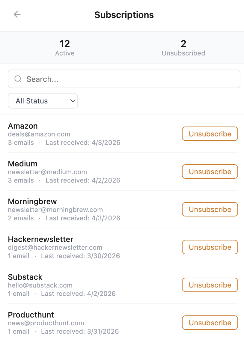 Manila Mail Manager subscription management